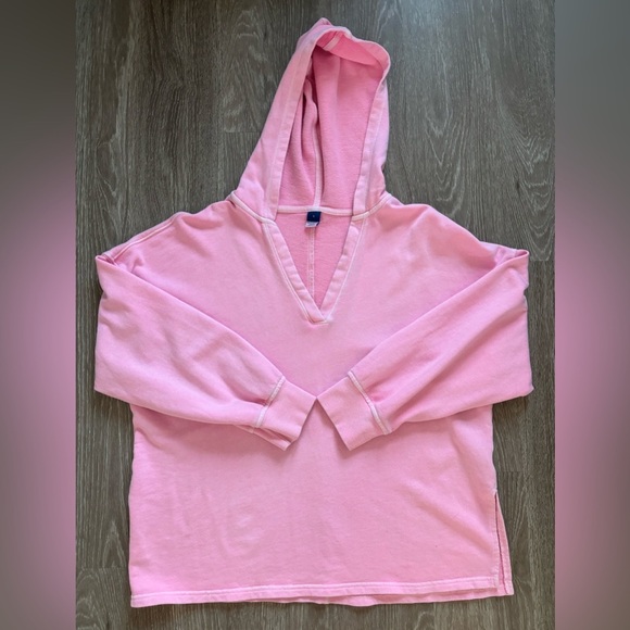 Old Navy Sporty Neon Pink Hooded V-Neck Sweatshirt Size Small‎ - Picture 1 of 9